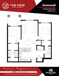 Apartment floor plan for THE VIEW Apartments by MAINLINE LIVING.