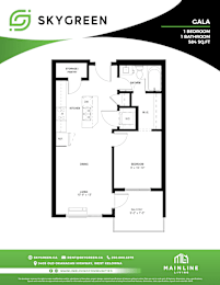 A floor plan for a Skygreen Gala apartment with one bedroom and one bathroom.