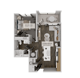 A1c Floorplan at The Union Flats at Fishers District, Fishers, 46037