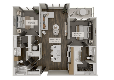 B1b Floorplan at The Union Flats at Fishers District, Fishers, 46037