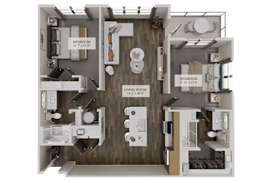 B1d Floorplan at The Union Flats at Fishers District, Indiana, 46037