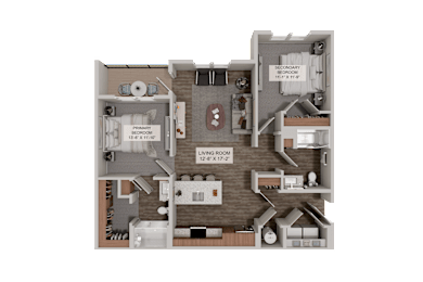 A 12x12 feet living room is in the center of a house layout.
