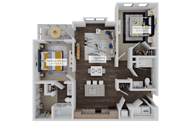 Floor Plan B1a at The Pullman Luxury Apartments, Atlanta, GA