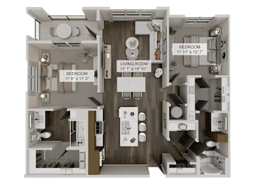 B1H Two bedroom floor plan at The Gilmore Apartments, Gilbert, 85297