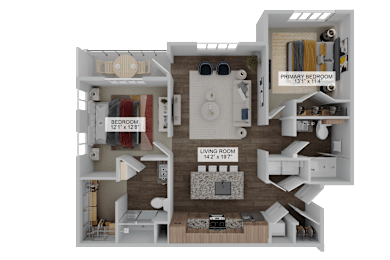 Floor Plan B2 at The Pullman Luxury Apartments, Atlanta, GA