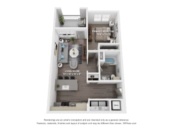 A1 Floor Plan at The Depot Luxury Apartment Homes, Missouri