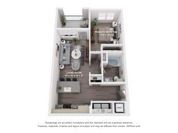 A1plus Floor Plan at The Depot Luxury Apartment Homes, Missouri, 64083