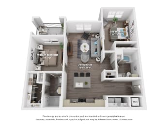 B1b Floor Plan at The Depot Luxury Apartment Homes, Raymore, 64083