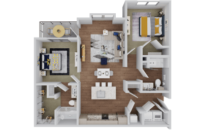 2 bed  2bath B1a Floor Plan at Standard441 Luxury Apartment Homes, Florida, 32159
