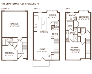 The Craftsman - 3 Bedroom Floor Plan at Meridian at CityPlace in Woodbury, MN 55125
