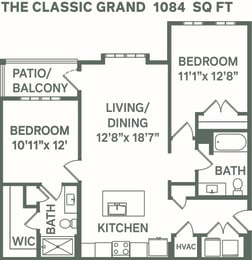 The Classic Grand Floor Plan 1084 sq ft at Premier at West Park, Greeley, CO