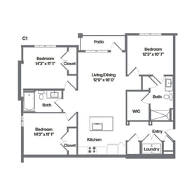 C1 Floor Plan at Watermark at Urban Blu, Florida, 32407
