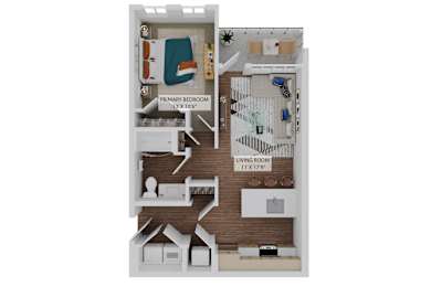 1 bed 1 bath Floor Plan at The Quinn Luxury Apartments, Florida, 32526