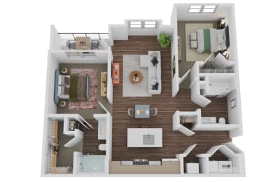B1b Floor Plan at The Quinn Luxury Apartment Homes, Pensacola, Florida