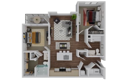 B1p Floor Plan at The Quinn Luxury Apartment Homes, Pensacola, 32526