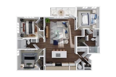 C2 Floor Plan at The Quinn Luxury Apartment Homes, Pensacola, Florida