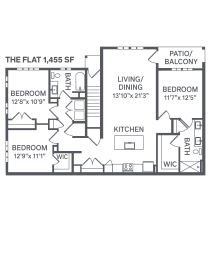 The Flat Floor Plan at The BLVD at Wilson Crossings, Wyoming