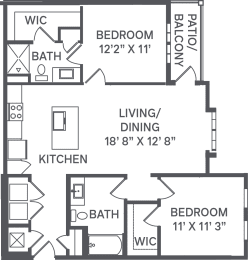 B1A Floor Plan at Upland Flats, Colorado, 80922