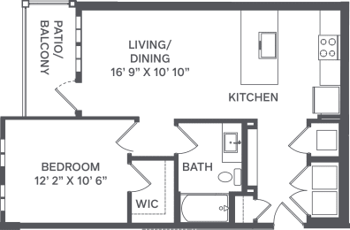 A1p Floor Plan at Upland Flats, Colorado Springs, Colorado