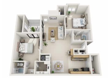 2 bedroom 2 bathroom Floor plan A at Belmont Ridge Apartments, Monroeville, PA, 15146