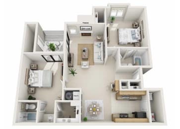 2 bedroom 2 bathroom Floor plan B at Belmont Ridge Apartments, Monroeville, PA