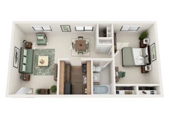 One Bedroom Floor Plan at Birnam Wood Apartments, Pennsylvania