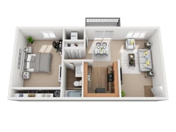 One Bedroom Floor Plan at Holiday Park Apartments, Pittsburgh, PA