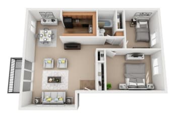 1 Bedroom Floor Plan at Holiday Park Apartments, Pittsburgh, 15239