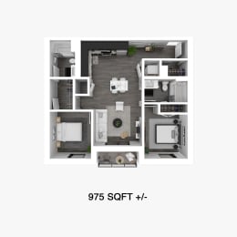 2 Bedroom, 2 Bathrooms Floor Plan at 30 University Crescent, Winnipeg