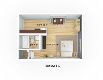  Floor Plan 340 Assiniboine - Studio, 1 Bath
