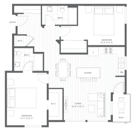 Two Bed Two Bath Floor Plan at Harbor Heights 55+ Community, Olympia, WA