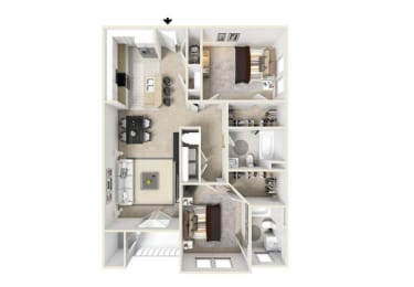 a floor plan with a bedroom and a living room  at The Retreat at Sumter, Sumter, SC