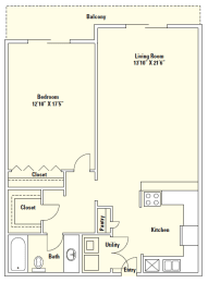 A5 920 Sq.Ft. Floor Plan at Memorial Towers Apartments, The Barvin Group, Texas