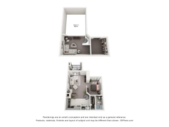 A3 Classic 1 Bad 1 Bath Floor Plan at The Grove at White Oak Apartments, The Barvin Group, TX, 77008