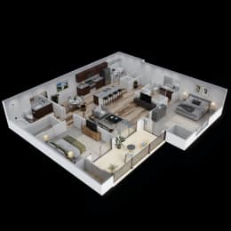 Floor Plan  a 3d floor plan of an apartment
