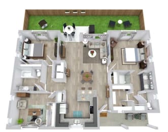 3 bed 2 bath floor plan at Avilla Boat Club, Fort Worth, TX 76179