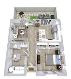 1 bed 1 bath floor plan at Avilla Broadway, Phoenix, AZ 85353