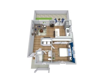 1 bed 1 bath floor plan at Avilla Lehi Crossing, Mesa, AZ 85213