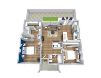 2 bed 2 bath floor plan at Avilla Camelback Ranch, Phoenix, AZ 85037