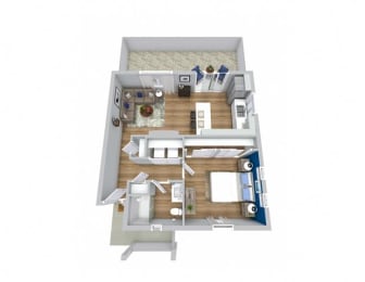 1 bed 1 bath floor plan at Avilla Eastlake, Thornton, CO 80241