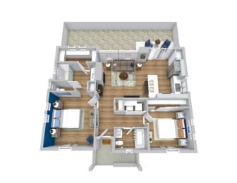 2 bed 2 bath floor plan at Avilla Eastlake, Thornton, CO 80241