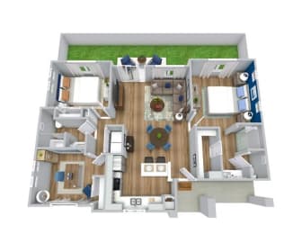 3 bed 2 bath floor plan at Avilla Lakeridge, Arlington, TX 76002