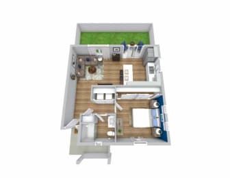 1 bed 1 bath floor plan at Avilla Traditions, Grand Prairie, TX 75052