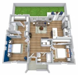 2 bed 2 bath floor plan at Avilla Towne Center, Princeton, TX 75407