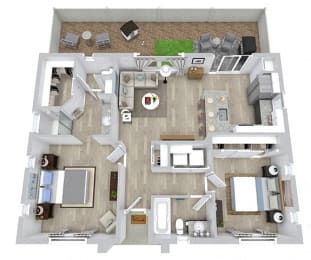 2 bed 2 bath floor plan at Avilla Broadway, Phoenix, AZ 85353
