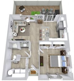 1 bed 1 bath floor plan at Avilla Broadway, Phoenix, AZ 85353