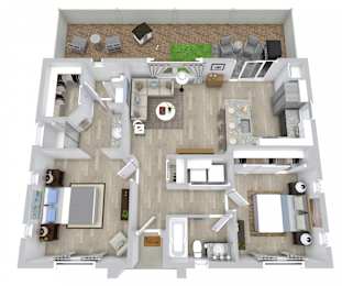 2 bed 2 bath floor plan at Avilla Vista Norte, Phoenix, AZ 85087