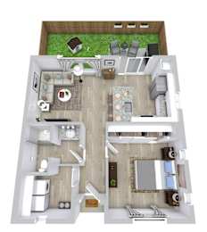 1 bed 1 bath floor plan at Avilla Railhead, Cleburne, TX 76033