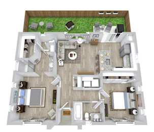 2 bed 2 bath floor plan at Avilla Railhead, Cleburne, TX 76033