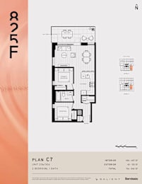 A floor plan for a property with the text "PLAN C7" and "UNIT 206/306" indicating its designation.